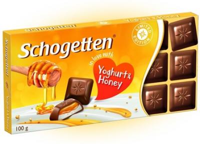 Молочный шоколад Schogetten с начинкой из обезжиренного йогурта и гранулами меда 100 гр